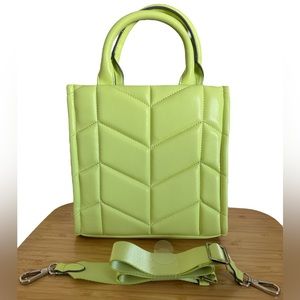 A New Day Quilted Satchel/Crossbody in Yellow/Lime Green